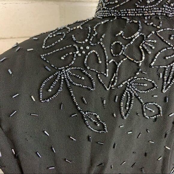 Vtg Marina Bresler Sequin Black Evening Blouse U2 - Picture 5 of 8